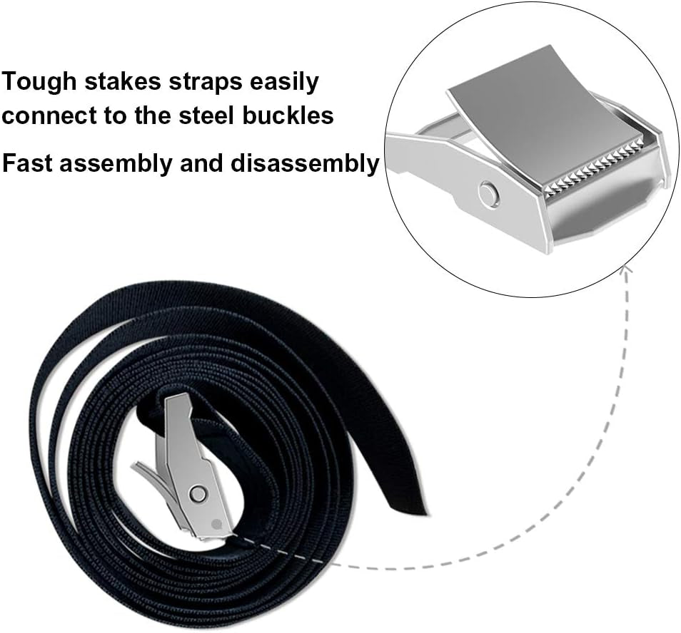 USA Windproof Trampoline Stakes Anchor Kit-4Pcs Steel Corkscrew Anchor,Heavy Duty Tie down Kit with T-Hook&Reinforced Safety Straps,Secure Weatherproof Protection for Trampolines,Tents&Playsets