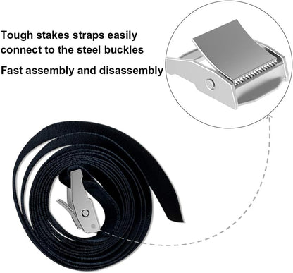 USA Windproof Trampoline Stakes Anchor Kit-4Pcs Steel Corkscrew Anchor,Heavy Duty Tie down Kit with T-Hook&Reinforced Safety Straps,Secure Weatherproof Protection for Trampolines,Tents&Playsets
