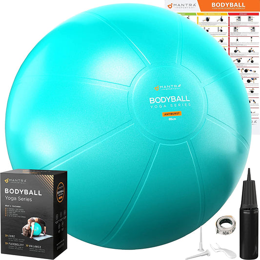 Exercise Ball – Yoga Ball for Pilates & Fitness - Birthing for Pregnancy, Stability, Core, Balance, Therapy for Physical Rehab, Workout for Home Gym & Office Chair, Fast Pump Included