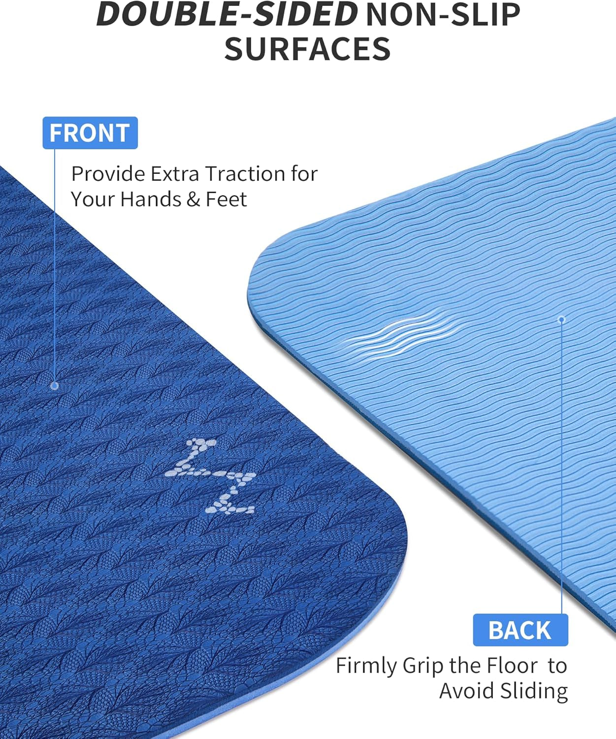 Yoga Mat 72" X 48" Large Workout Mat for Home Gym Flooring | 6Mm-12Mm (0.24"-0.48") Extra Thick Exercise Mat for Apartment Fitness | High-Density TPE Cushioning for Joint Protection