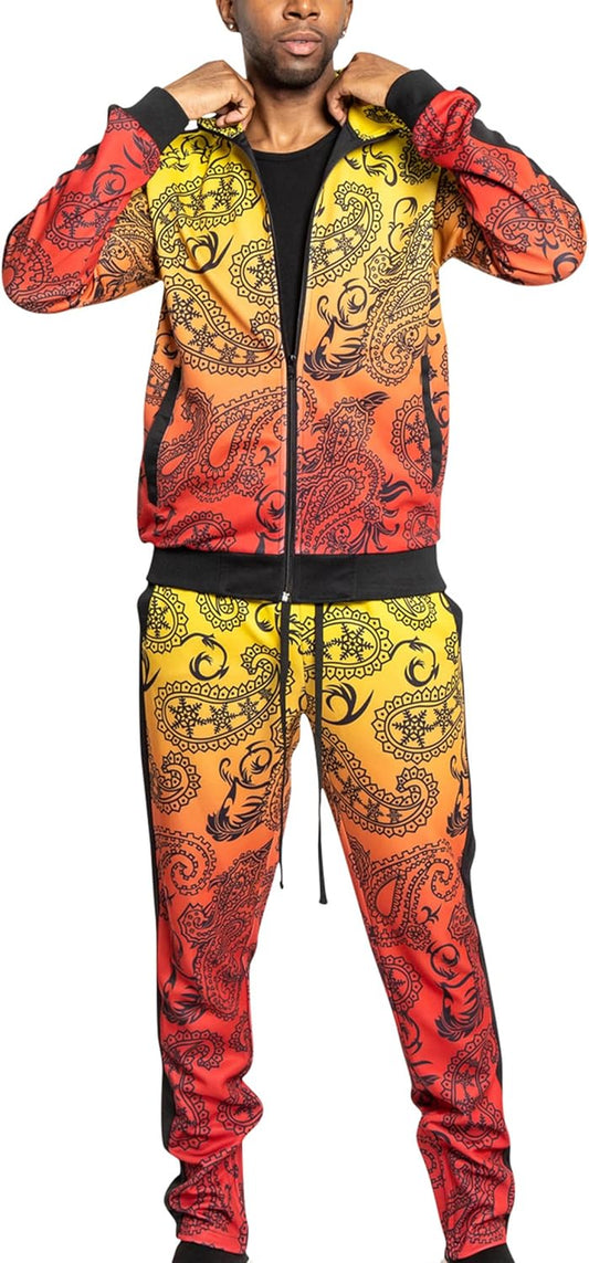 Men'S 2-Piece Tracksuit Set Cotton Blend Zip-Up Jogging Sweatsuit with Trim Detail S-5XL