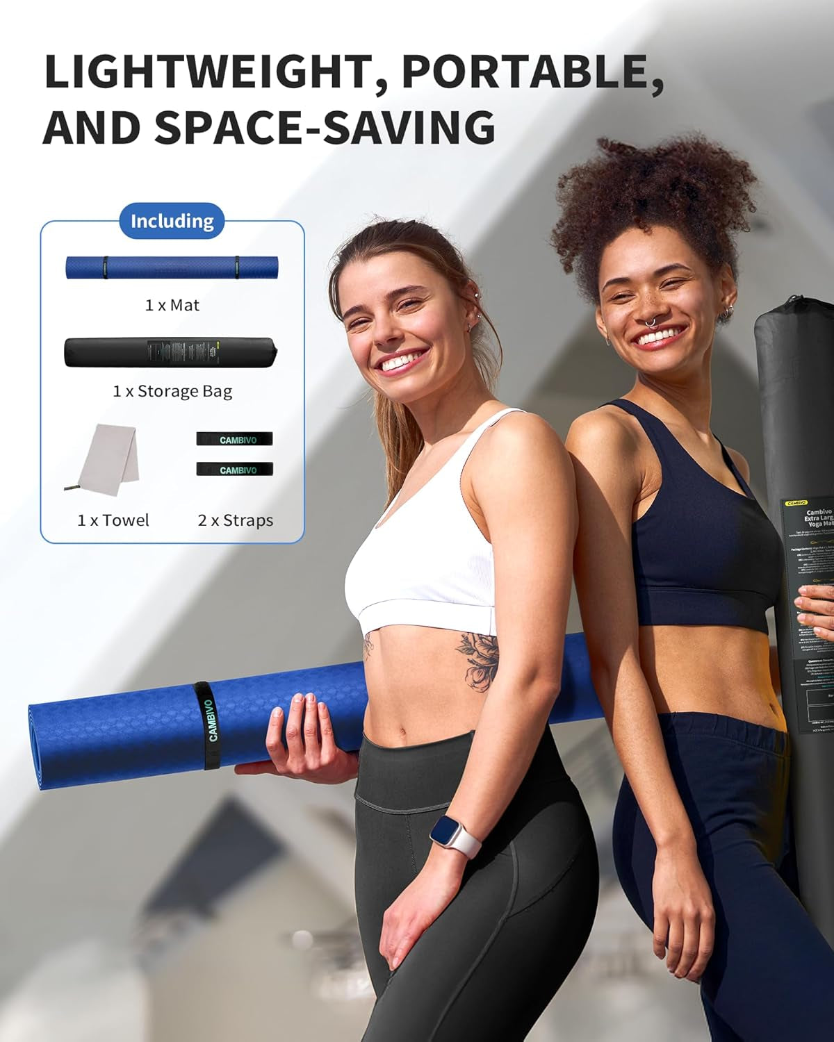 Yoga Mat 72" X 48" Large Workout Mat for Home Gym Flooring | 6Mm-12Mm (0.24"-0.48") Extra Thick Exercise Mat for Apartment Fitness | High-Density TPE Cushioning for Joint Protection