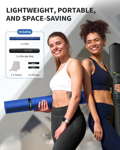 Yoga Mat 72" X 48" Large Workout Mat for Home Gym Flooring | 6Mm-12Mm (0.24"-0.48") Extra Thick Exercise Mat for Apartment Fitness | High-Density TPE Cushioning for Joint Protection