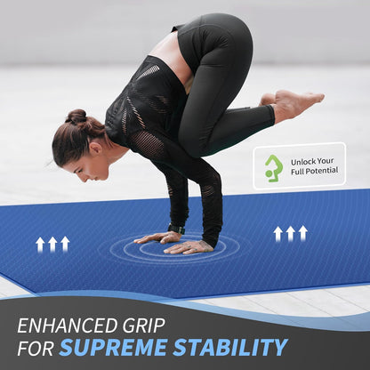 Yoga Mat 72" X 48" Large Workout Mat for Home Gym Flooring | 6Mm-12Mm (0.24"-0.48") Extra Thick Exercise Mat for Apartment Fitness | High-Density TPE Cushioning for Joint Protection