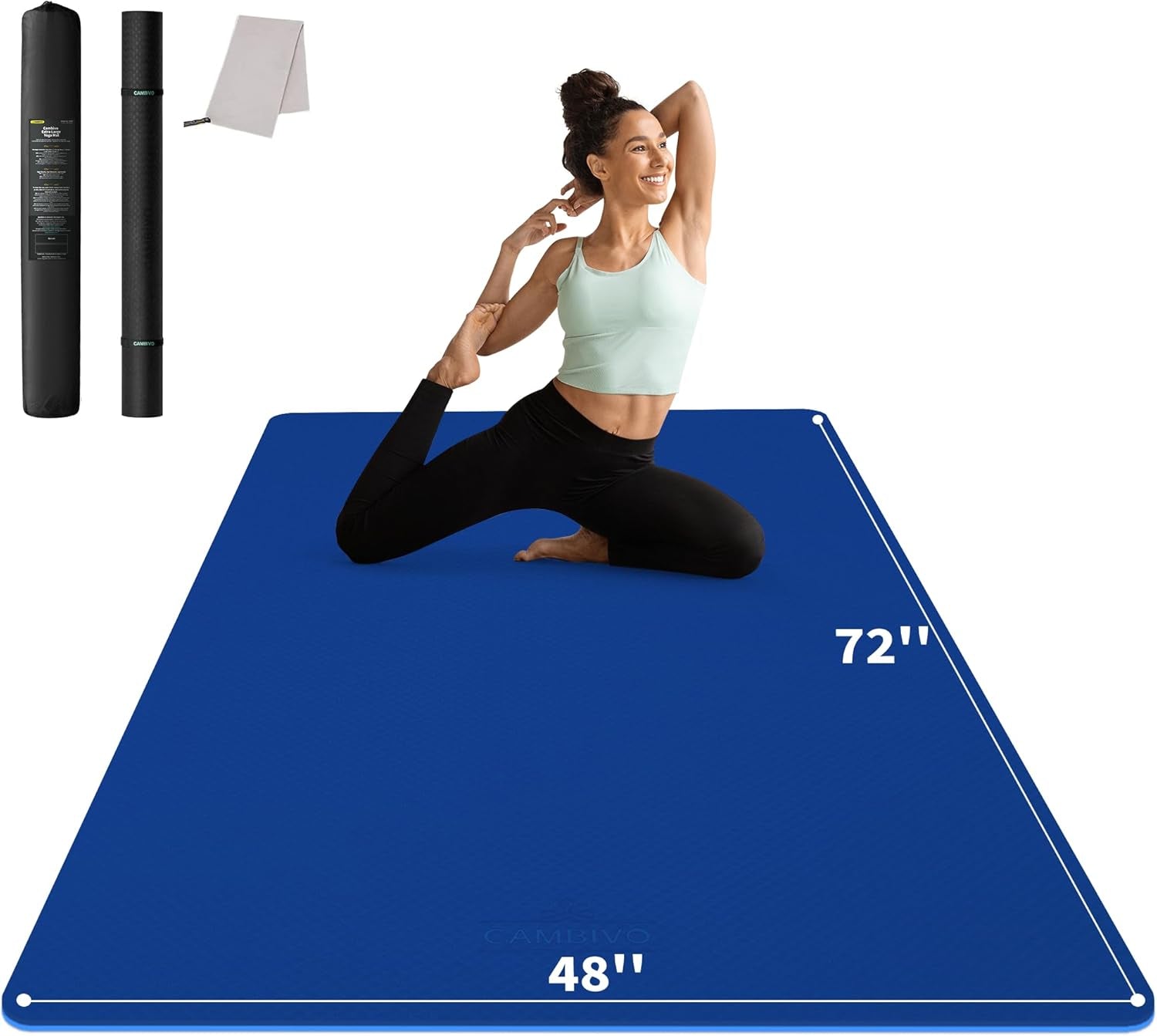 Yoga Mat 72" X 48" Large Workout Mat for Home Gym Flooring | 6Mm-12Mm (0.24"-0.48") Extra Thick Exercise Mat for Apartment Fitness | High-Density TPE Cushioning for Joint Protection