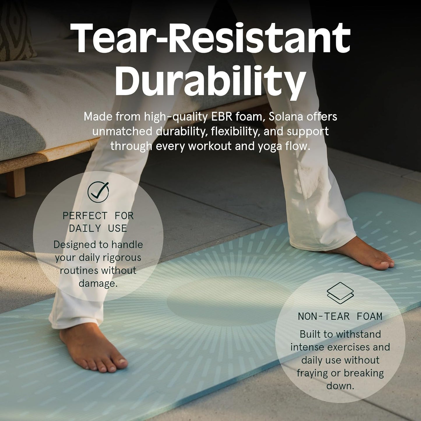 Solana Yoga Mat Thick 1/2In Non-Slip Workout Mat with Nylon Strap - 72X24In Exercise Mat for Pilates, Stretching & Fitness - BPA Free, Easy Clean