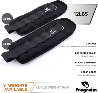 Ankle Weights for Women, Men and Kids - 1/2/3/4/6/8/10/12/15/20 LBS 1 Pair Strength Training Wrist/Leg/Arm Weight with Adjustable Strap for Jogging, Gymnastics, Aerobics, Home Fitness, Physical Therapy
