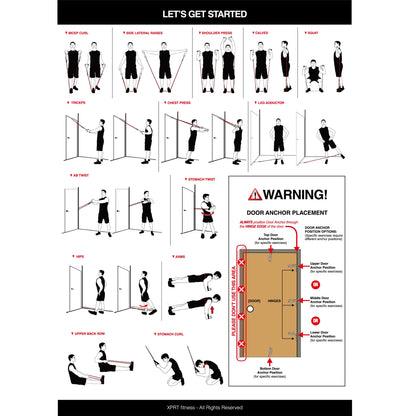 Single Resistance Band Home Gym Exercise Band with Handles and Door Anchor 30 Lb.